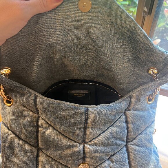 YSL (Yves Saint Laurent) Puffer Medium in Denim and Suede - Picture 12 of 14